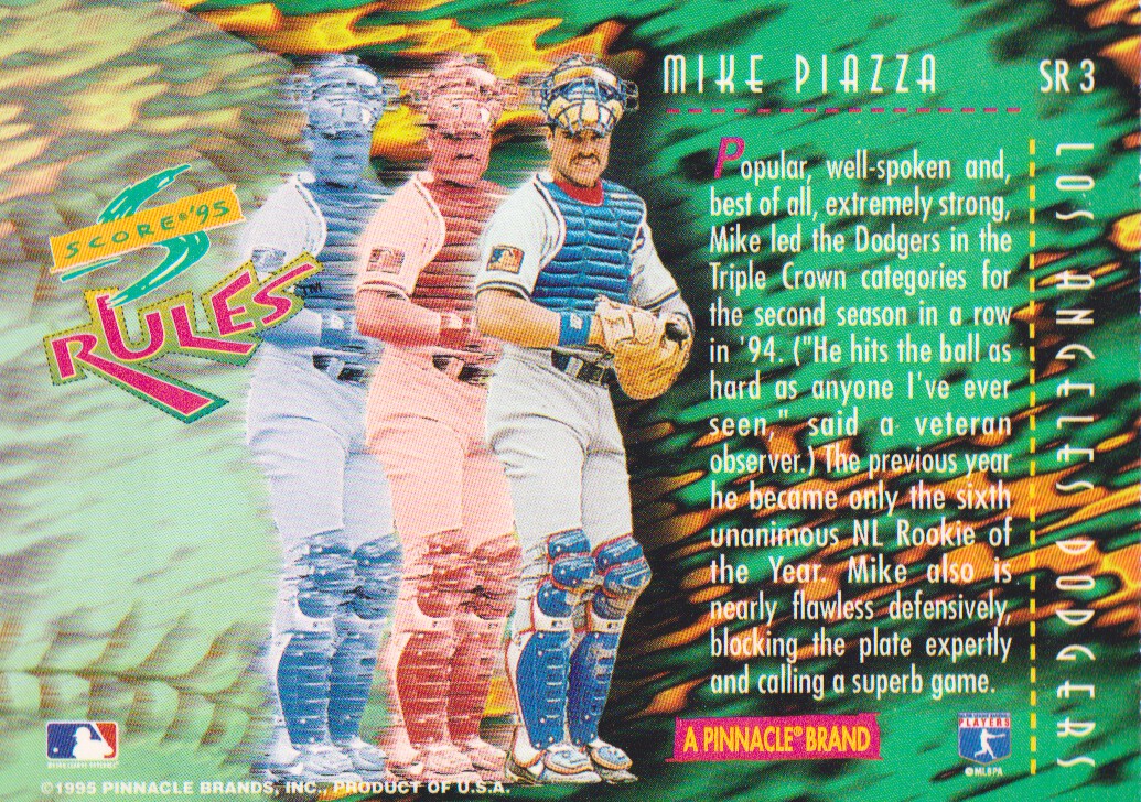 1995 Score Rules #SR3 Mike Piazza back image