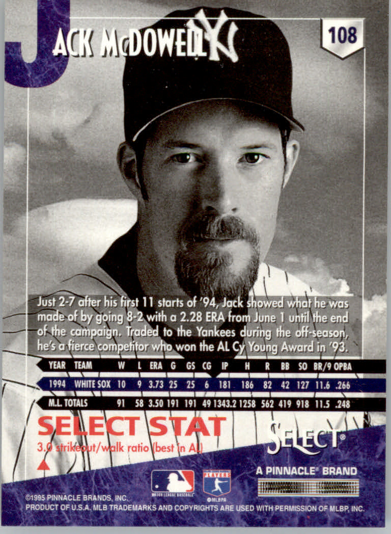 1995 Select (Pinnacle) Baseball "Main Set" Base Cards - Picture 206 of 472