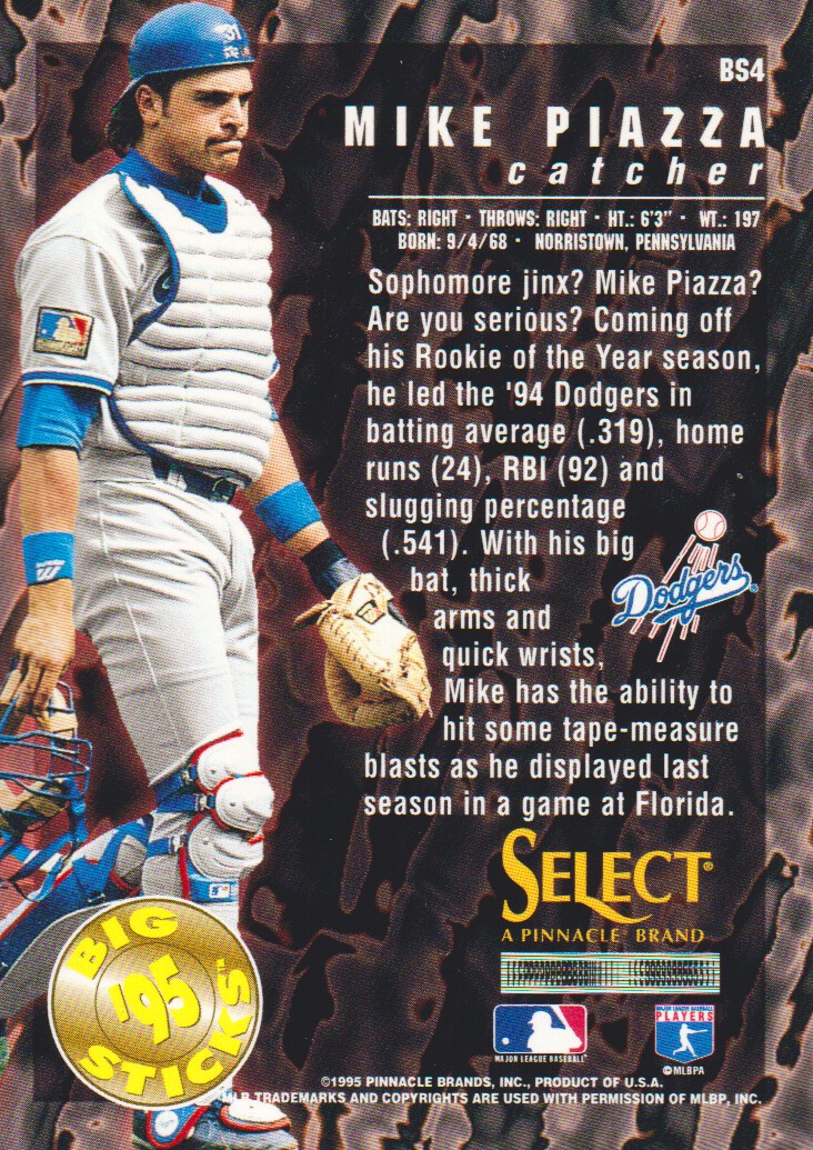 1995 Select Big Sticks #BS4 Mike Piazza back image