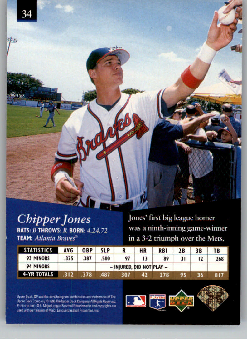 1995 SP #34 Chipper Jones back image