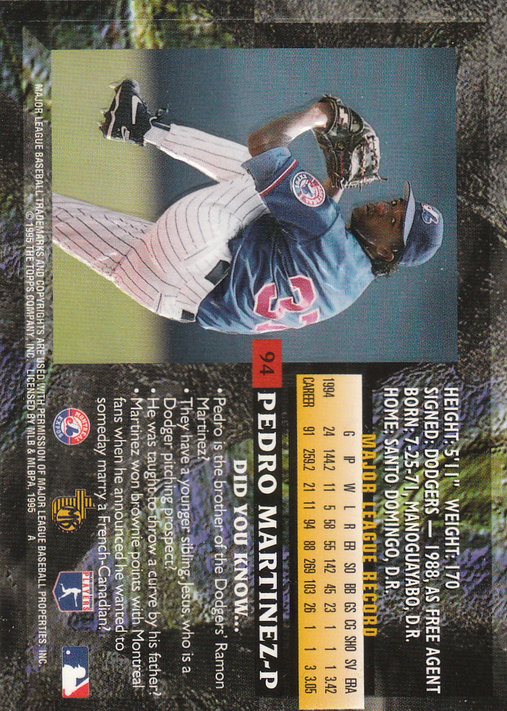 1995 Topps Embossed Baseball - Picture 211 of 231