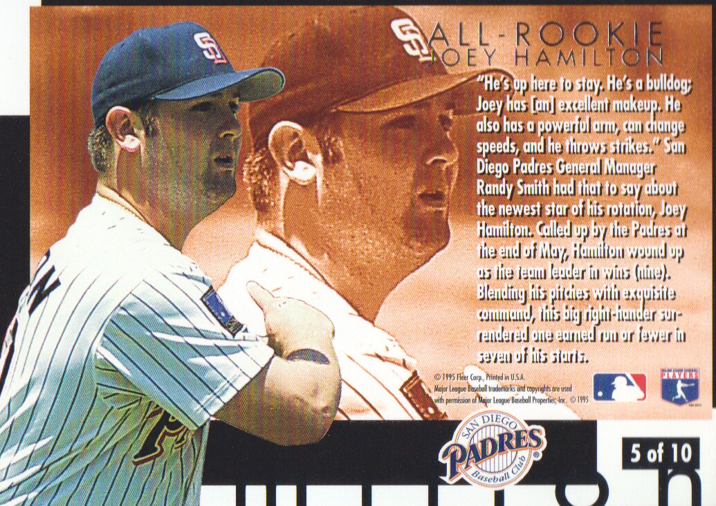 1995 Ultra All-Rookies #5 Joey Hamilton back image