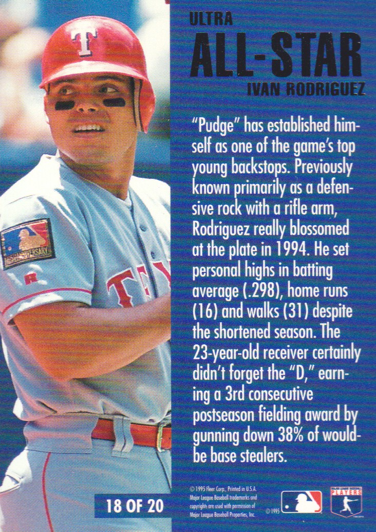 1995 Ultra All-Stars #18 Ivan Rodriguez back image