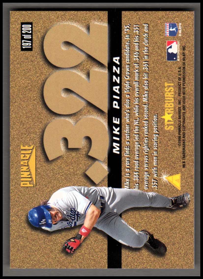 1996 Pinnacle Starburst #197 Mike Piazza 300 - NM-MT
