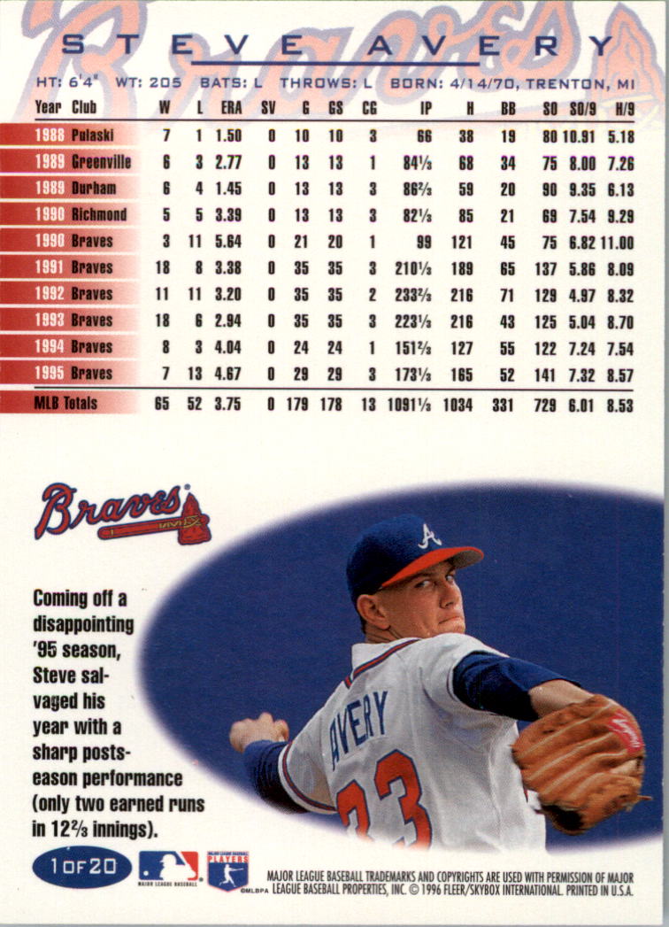 1990 CLASSIC UPDATE BASEBALL STEVE AVERY T4 BRAVES