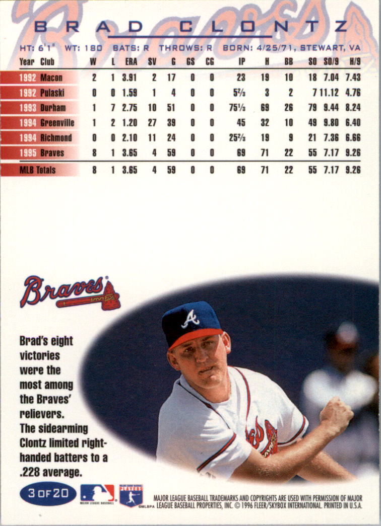 1996 Braves Fleer #1 Steve Avery - NM-MT