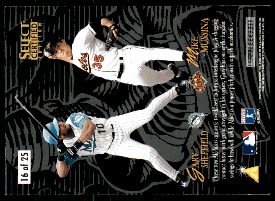 1996 Select Certified Interleague Preview #16 G.Sheffield/M.Mussina back image