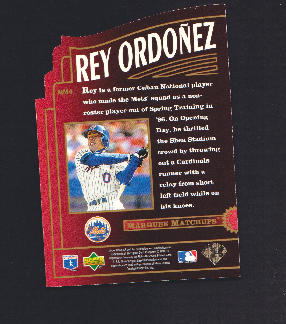 1996 SP Marquee Matchups Die Cuts #MM3 Rey Ordonez back image