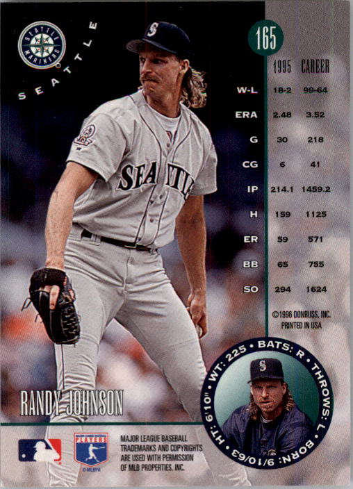 1996 Leaf Bronze Press Proofs #165 Randy Johnson back image