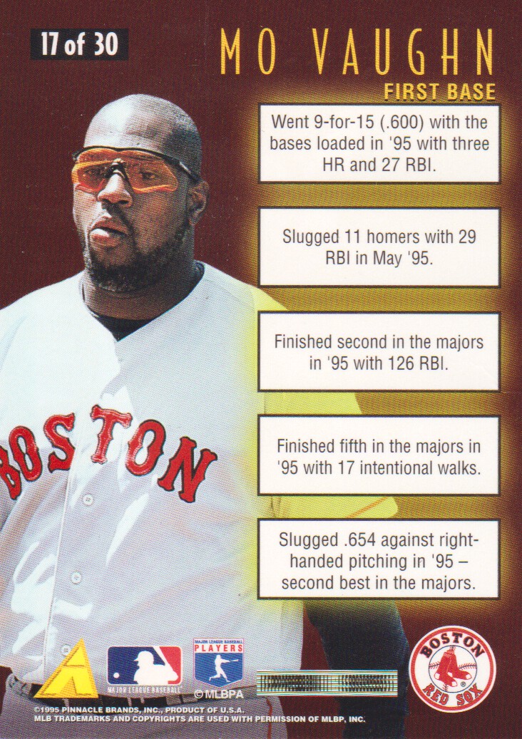 1996 Score Numbers Game #17 Mo Vaughn back image