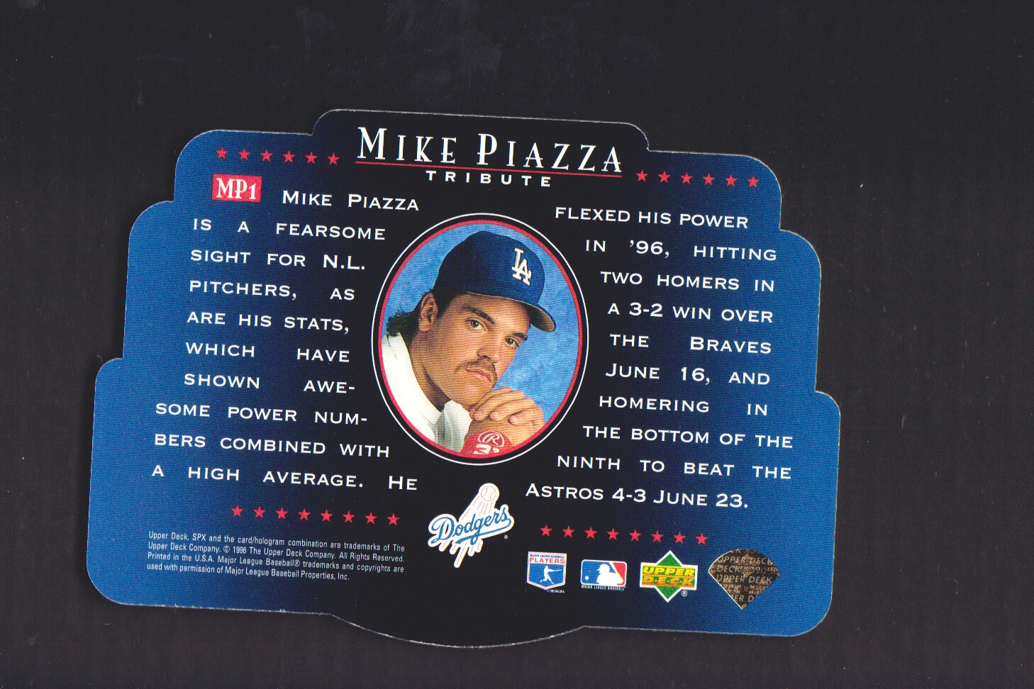 1996 SPx #MP1 Mike Piazza Trib. back image
