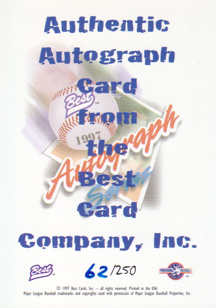 1997 Best Limited Autographs #17 Chad Hermansen back image
