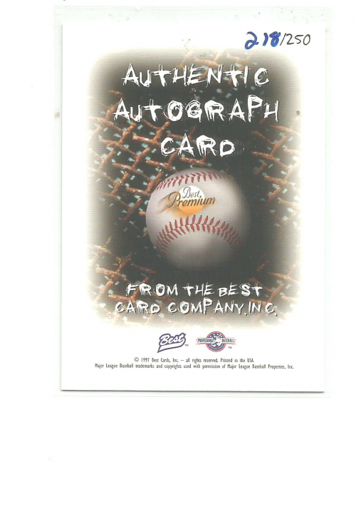 1997 Best Premium Autographs #45 Jake Westbrook back image
