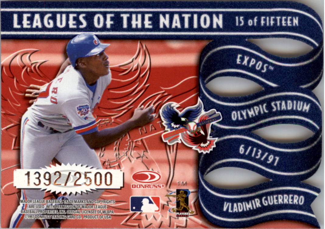 1997 Leaf Leagues of the Nation #15 V.Guerrero/T.Clark back image