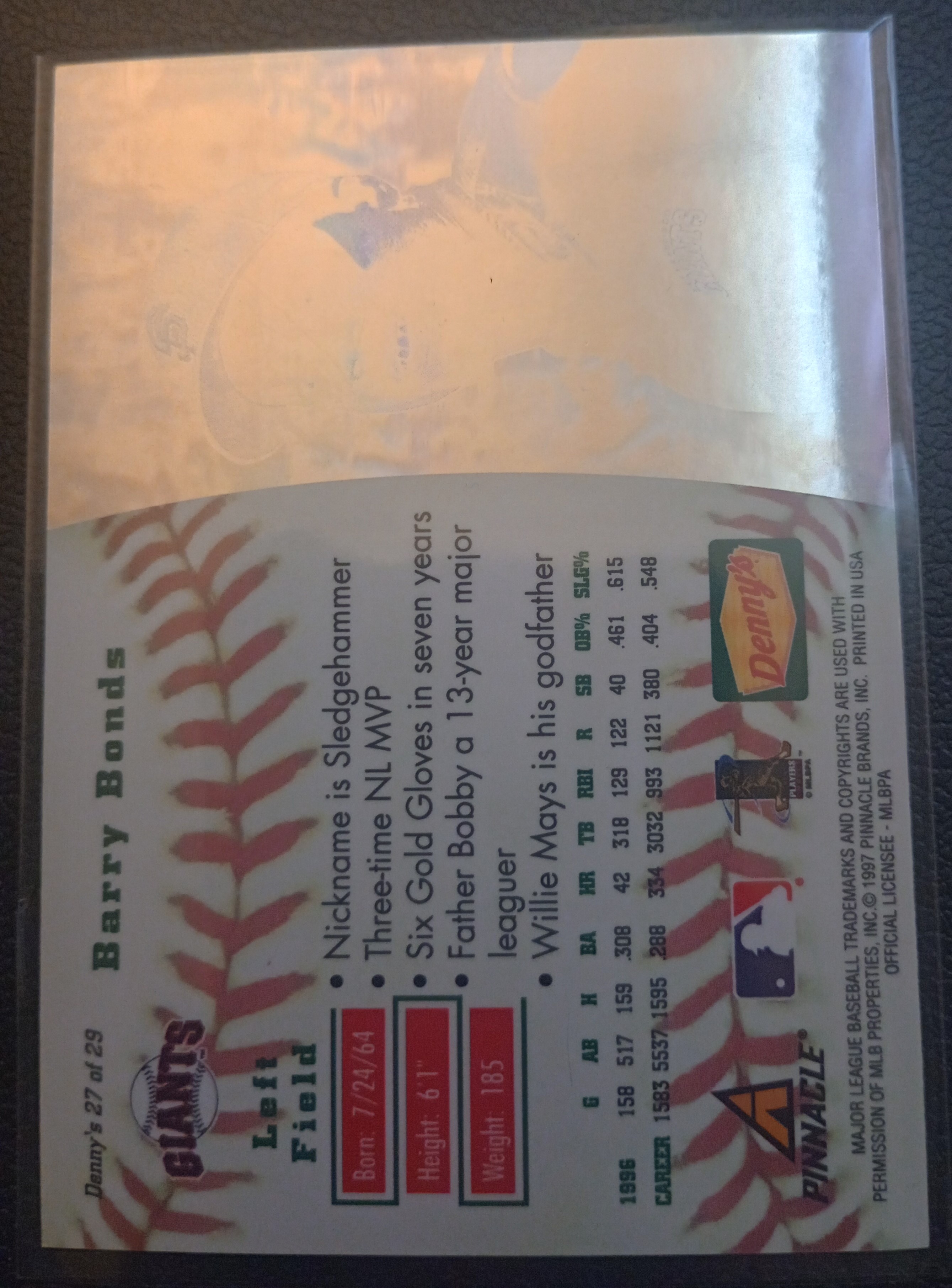 1997 Pinnacle Baseball Denny's Holograms Insert Singles - You Choose - Picture 49 of 52