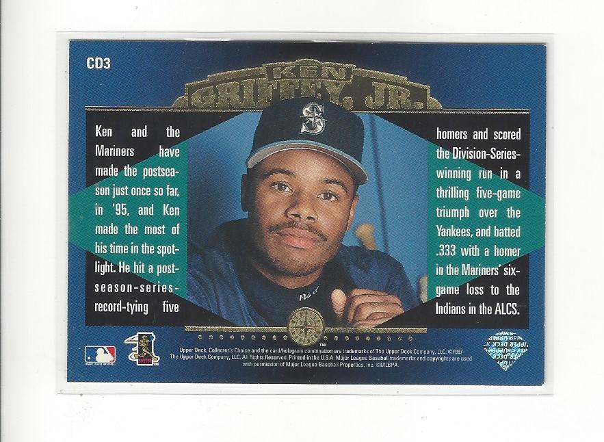 1997 Collector's Choice Griffey Clearly Dominant #CD3 Ken Griffey Jr. back image