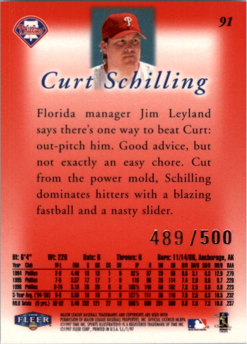 1997 Sports Illustrated Extra Edition #91 Curt Schilling back image