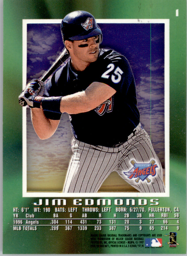 1997 E-X2000 #1 Jim Edmonds back image