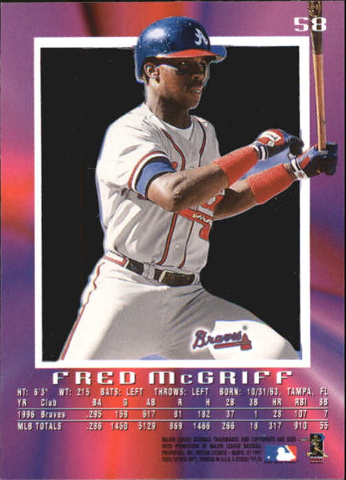 1997 E-X2000 Atlanta Braves Baseball Card #58 Fred McGriff