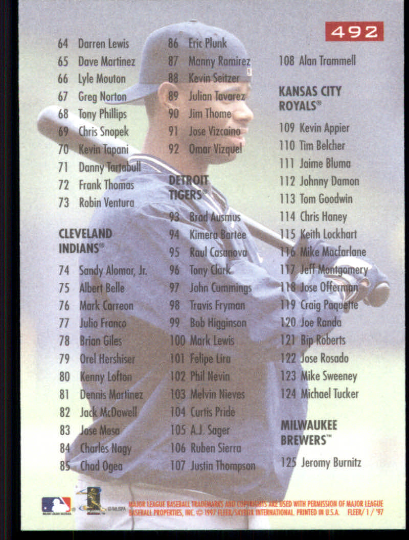 1997 Fleer Baseball "Main Set" Base Cards #401 to #600 - Picture 181 of 387