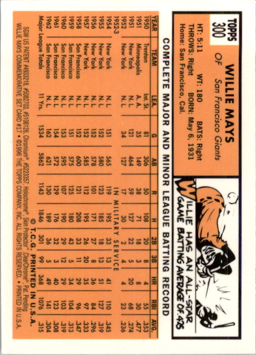 1997 Topps Mays Finest #16 Willie Mays back image