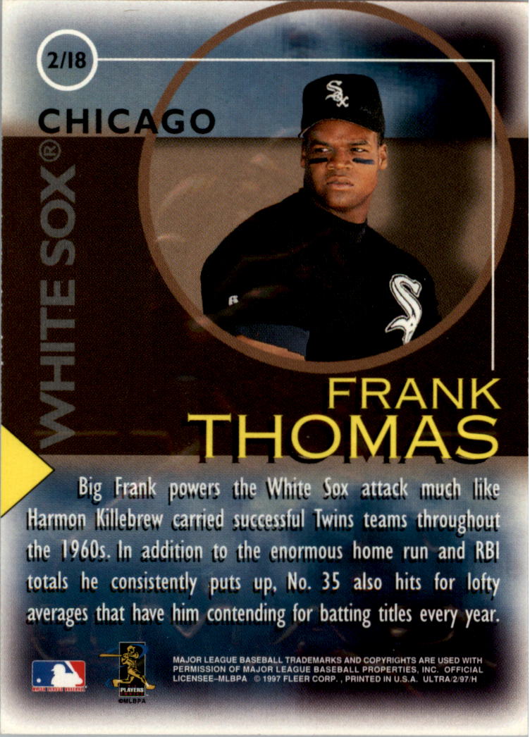 1997 Ultra Fame Game #2 Frank Thomas back image
