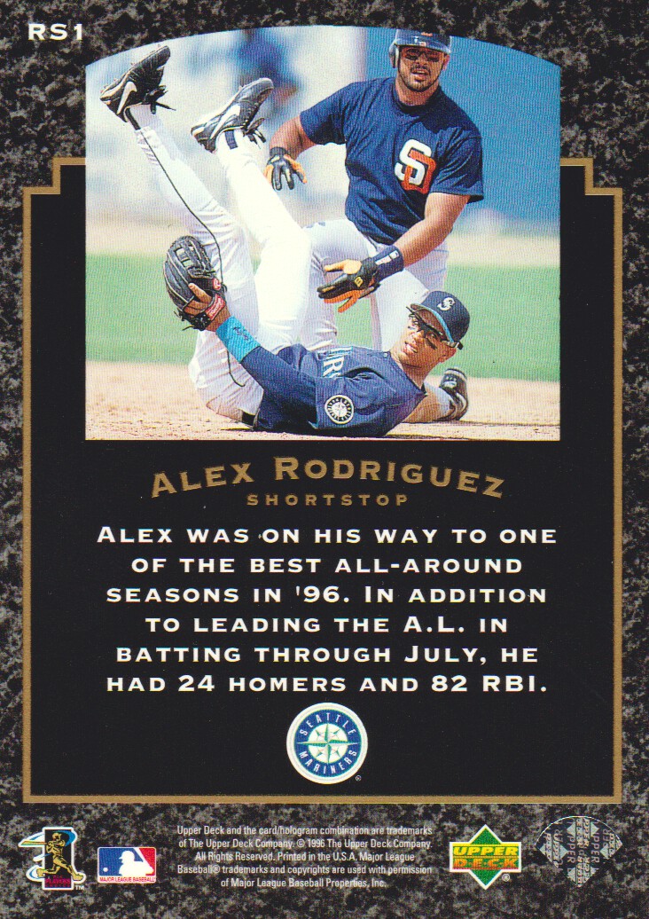 1997 Upper Deck Rock Solid Foundation #RS1 Alex Rodriguez back image