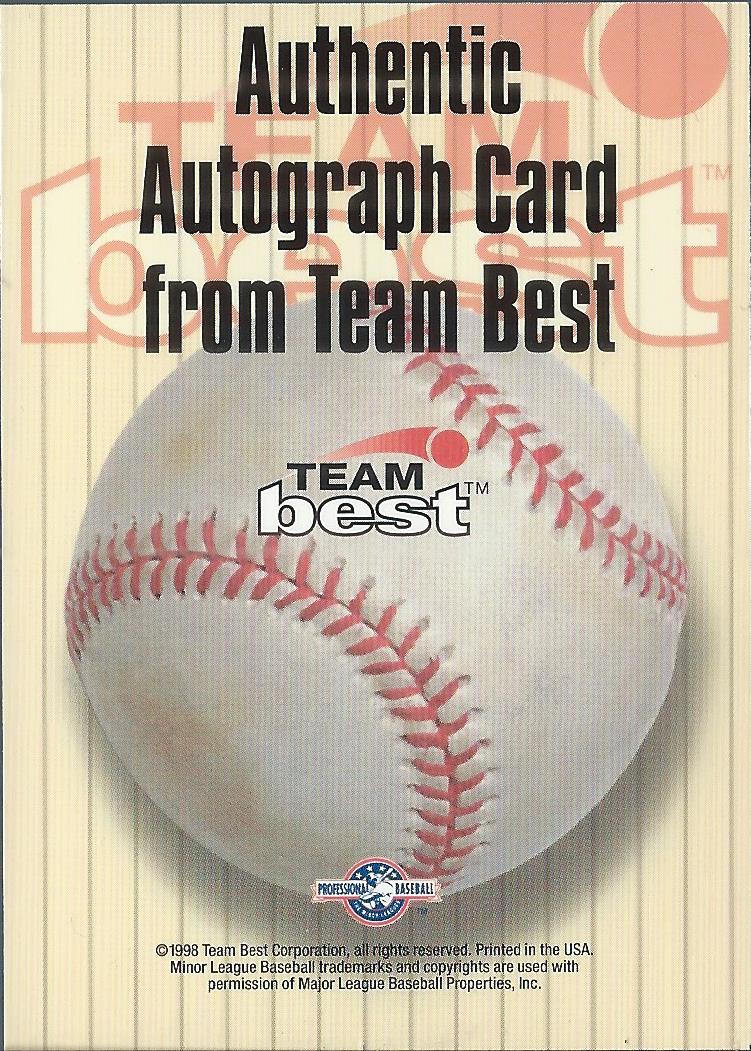1998 Best Autographs Signature Series #5 A.J. Burnett back image