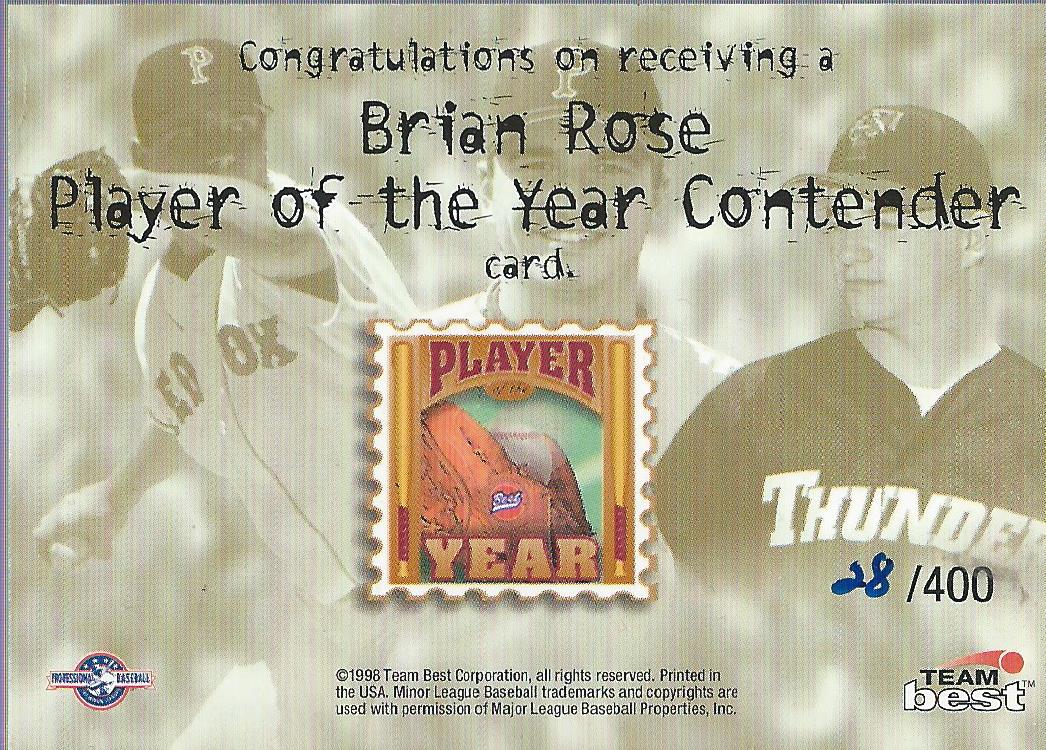 1998 Best Player of the Year Contenders #9 Brian Rose VERT back image