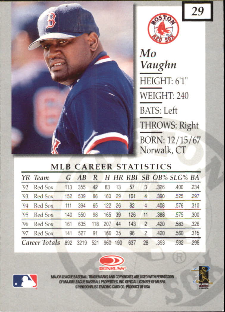 Mo Vaughn #430 Donruss 1991 Baseball Trading Card