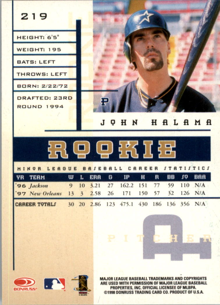 1998 Leaf Rookies and Stars #219 John Halama SP RC back image