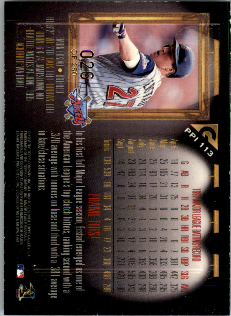 1998 Topps Gallery Player's Private Issue #113 Darin Erstad back image