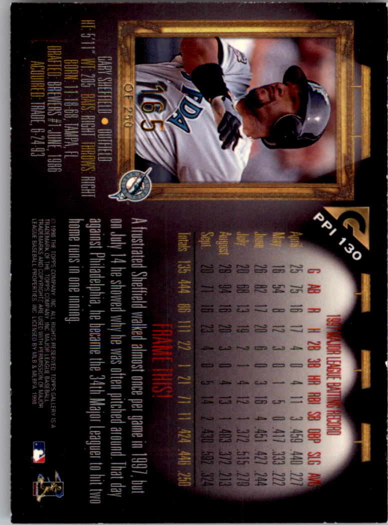 1998 Topps Gallery Player's Private Issue #130 Gary Sheffield back image
