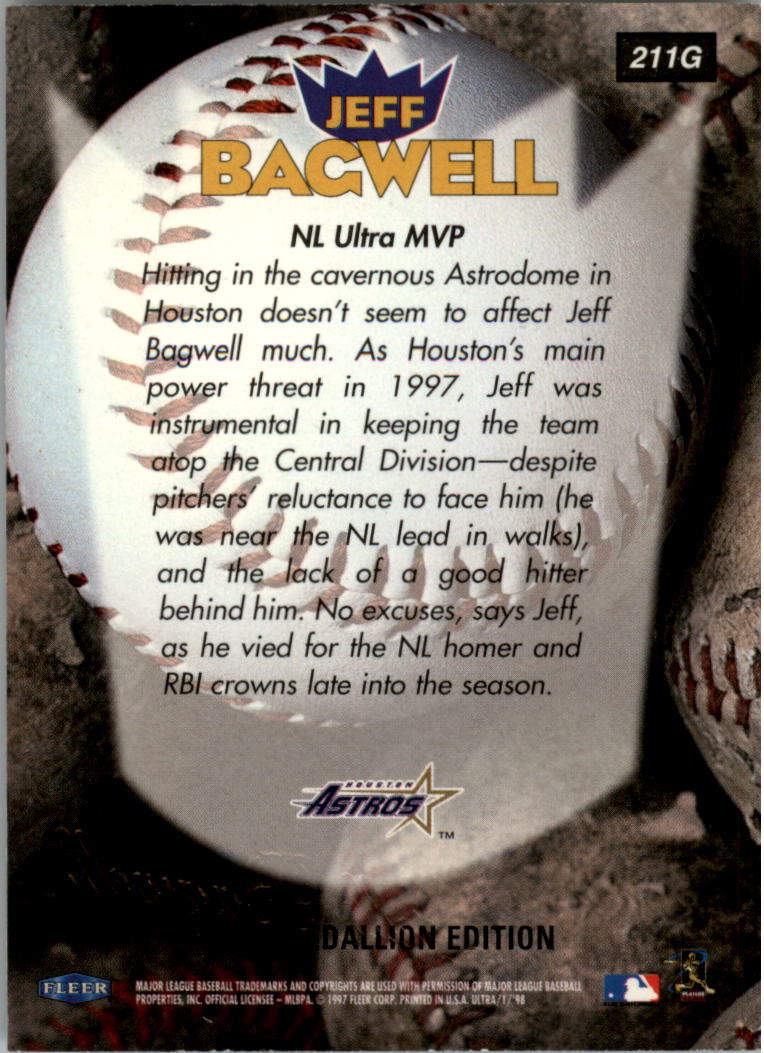 1998 Ultra Gold Medallion #211G Jeff Bagwell SC - NM-MT