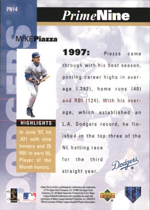 Mike Piazza 1998 Upper Deck Prime Nine Series Mint Card #PN9