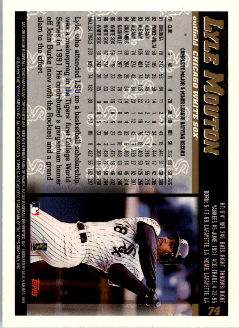 1998 Topps Inaugural Devil Rays #74 Lyle Mouton back image