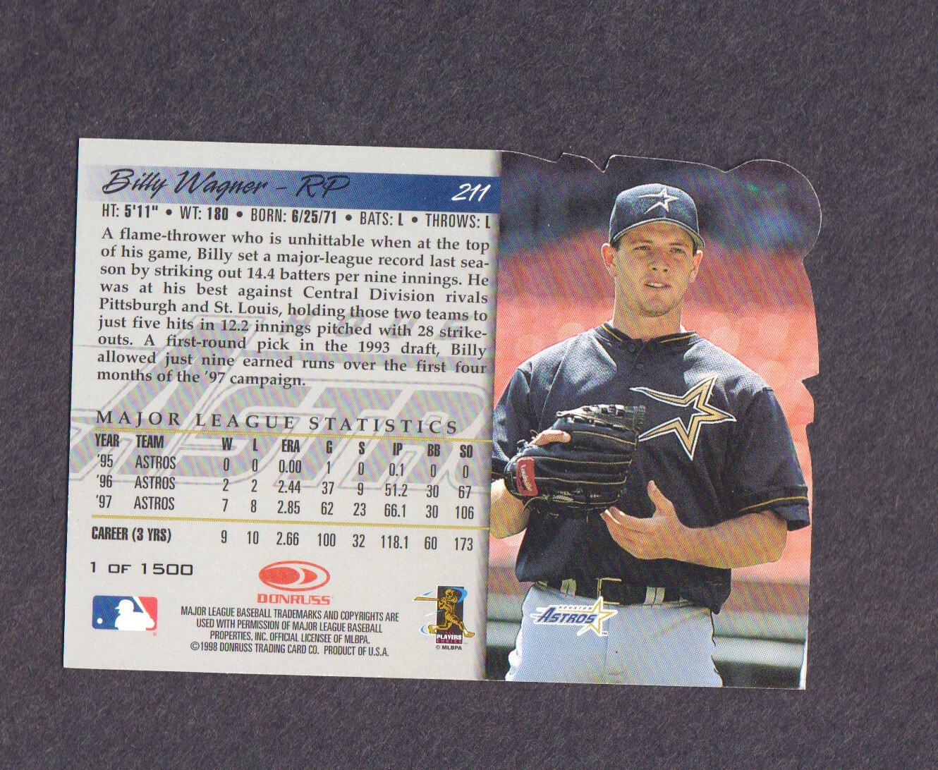 1998 Donruss Silver Press Proofs #211 Billy Wagner back image