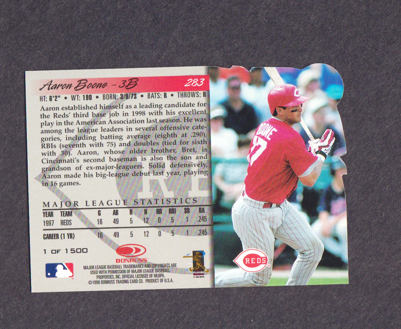 1998 Donruss Silver Press Proofs #283 Aaron Boone back image