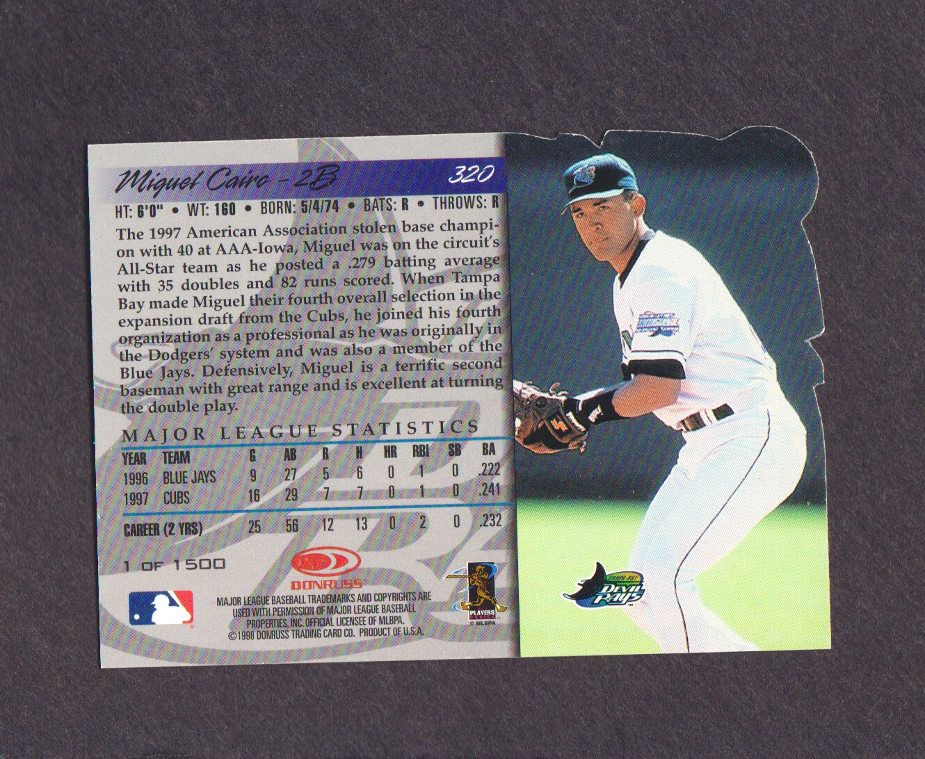 1998 Donruss Silver Press Proofs #320 Miguel Cairo back image