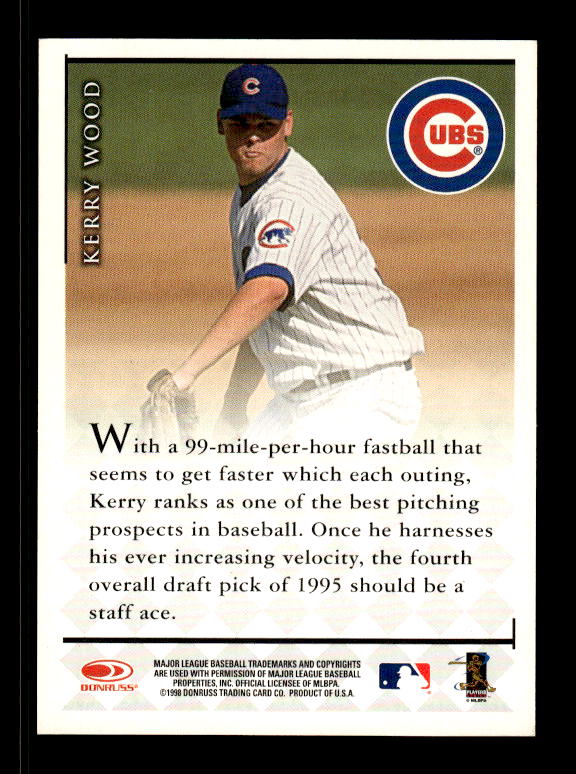 Kerry Wood 1998 Donruss Signatures Cubs On Card Auto