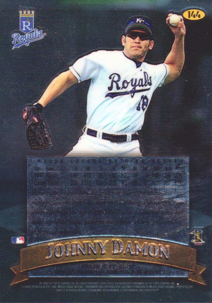1998 Finest No-Protectors #144 Johnny Damon back image