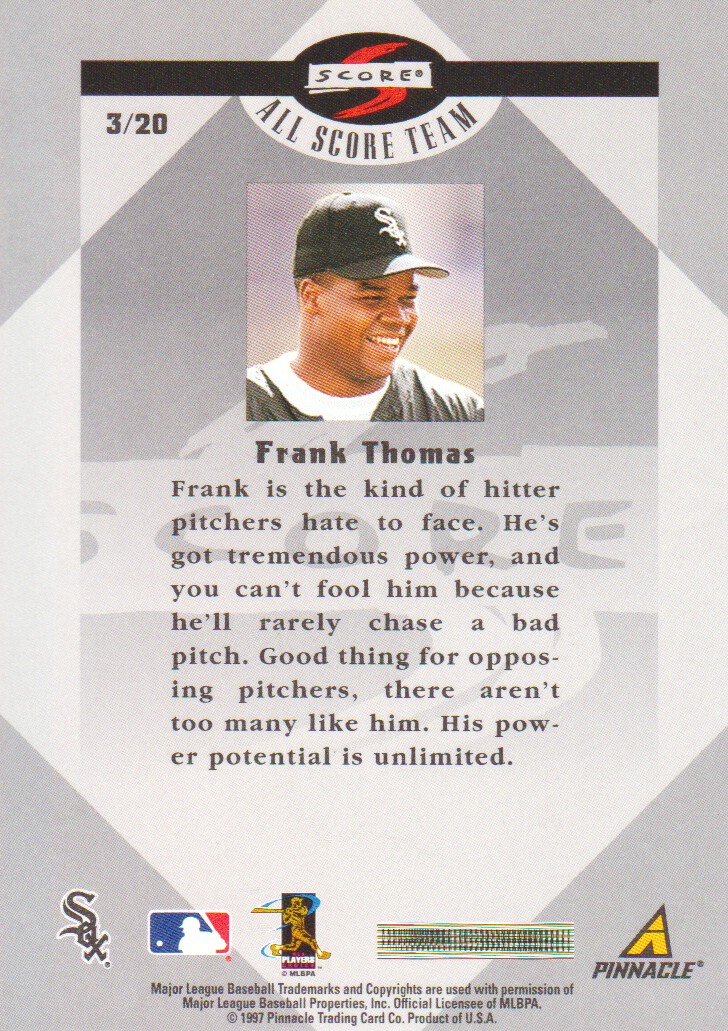 1998 Score All Score Team #3 Frank Thomas back image