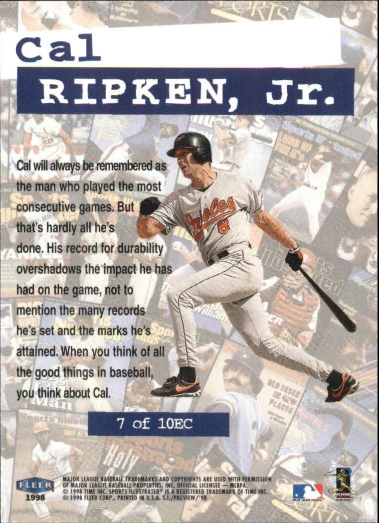 1998 Sports Illustrated Editor's Choice #EC7 Cal Ripken back image