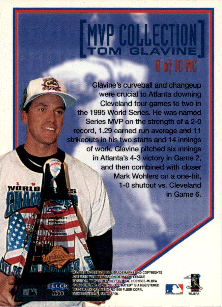 1998 Sports Illustrated World Series Fever MVP Collection #8 Tom Glavine back image