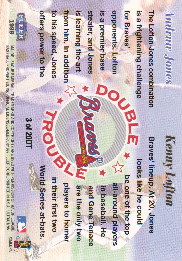1998 Ultra Double Trouble #3 A.Jones/K.Lofton back image