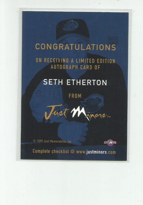 1999 Just Autographs #40 Seth Etherton IM back image