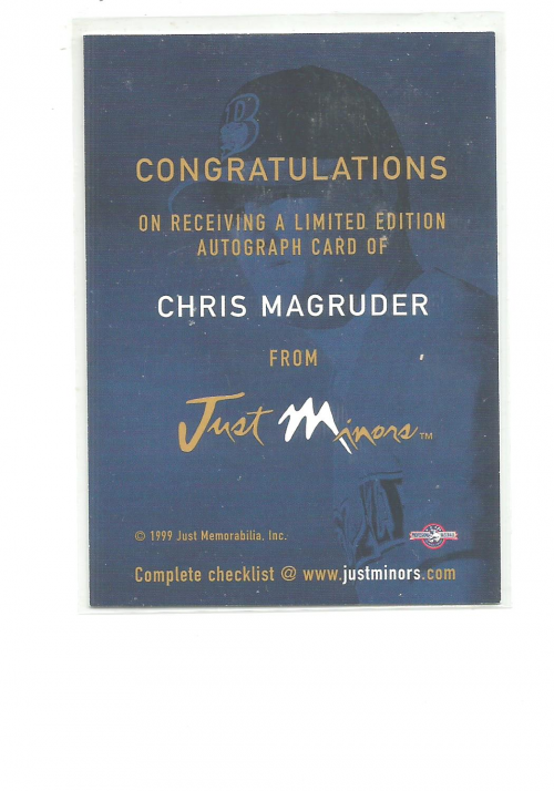 1999 Just Autographs #76 Chris Magruder IM back image