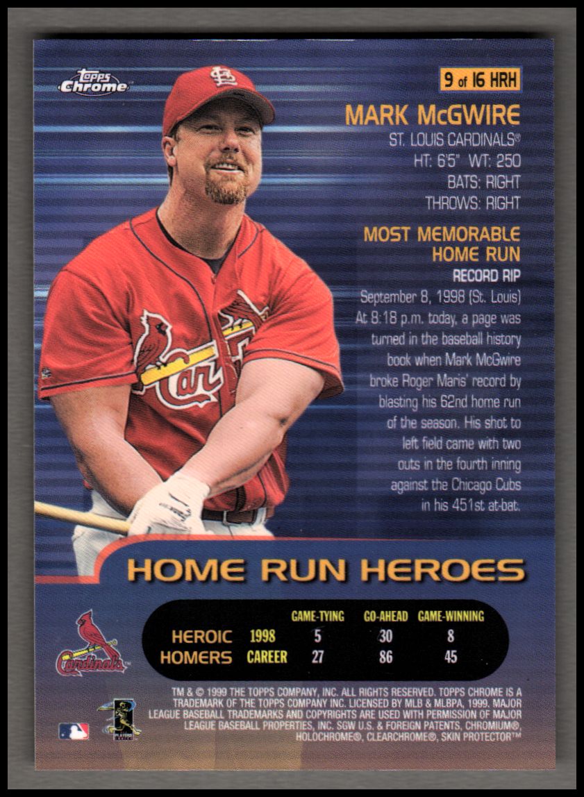 1998 Pacific Home Run Heroes #1 Mark McGwire - NM-MT