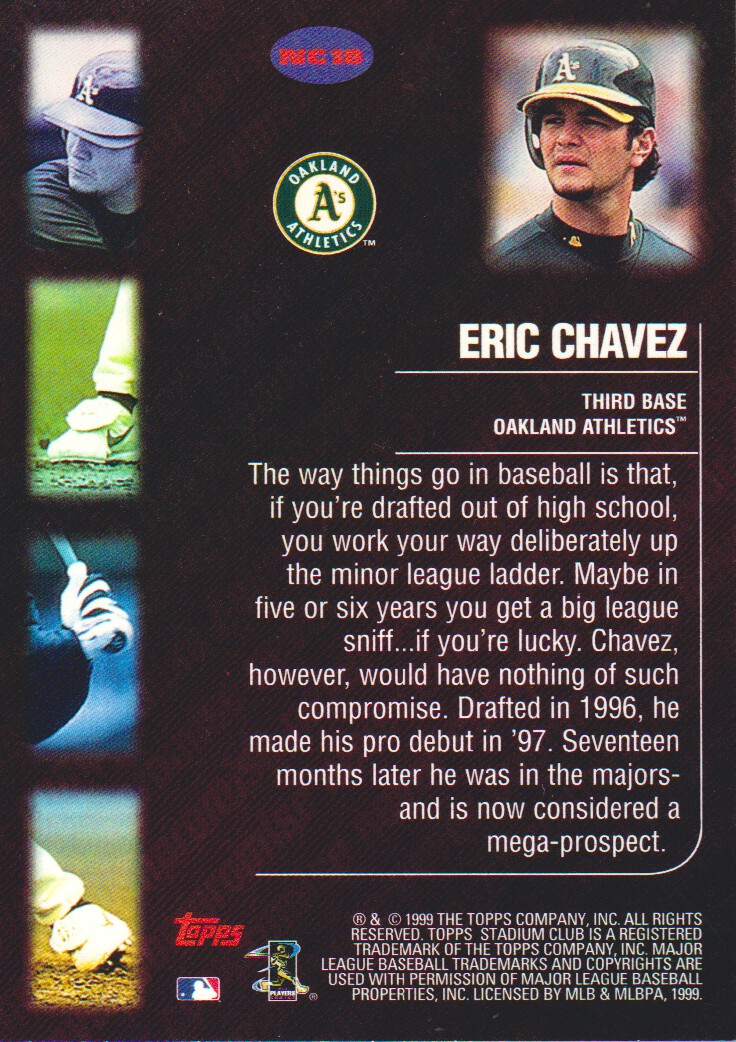 1999 Stadium Club Never Compromise #NC18 Eric Chavez back image