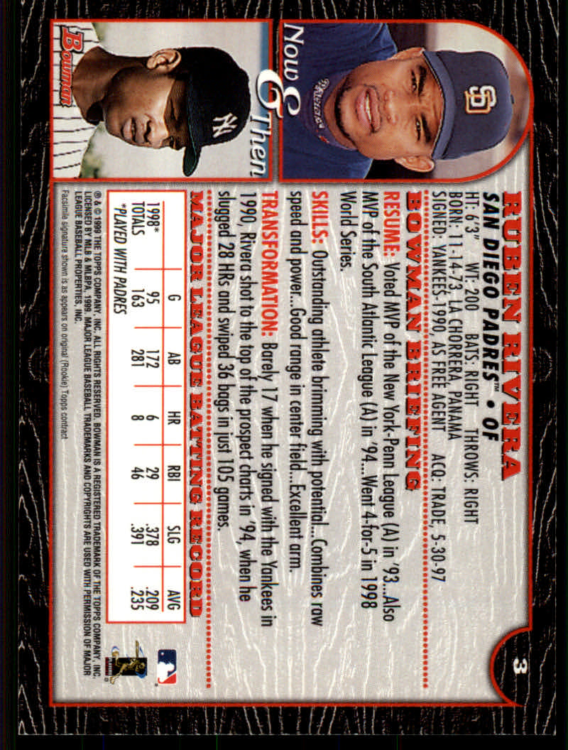 1999 Bowman Baseball "Main Set" Base Cards #1 to #220 - Picture 7 of 425